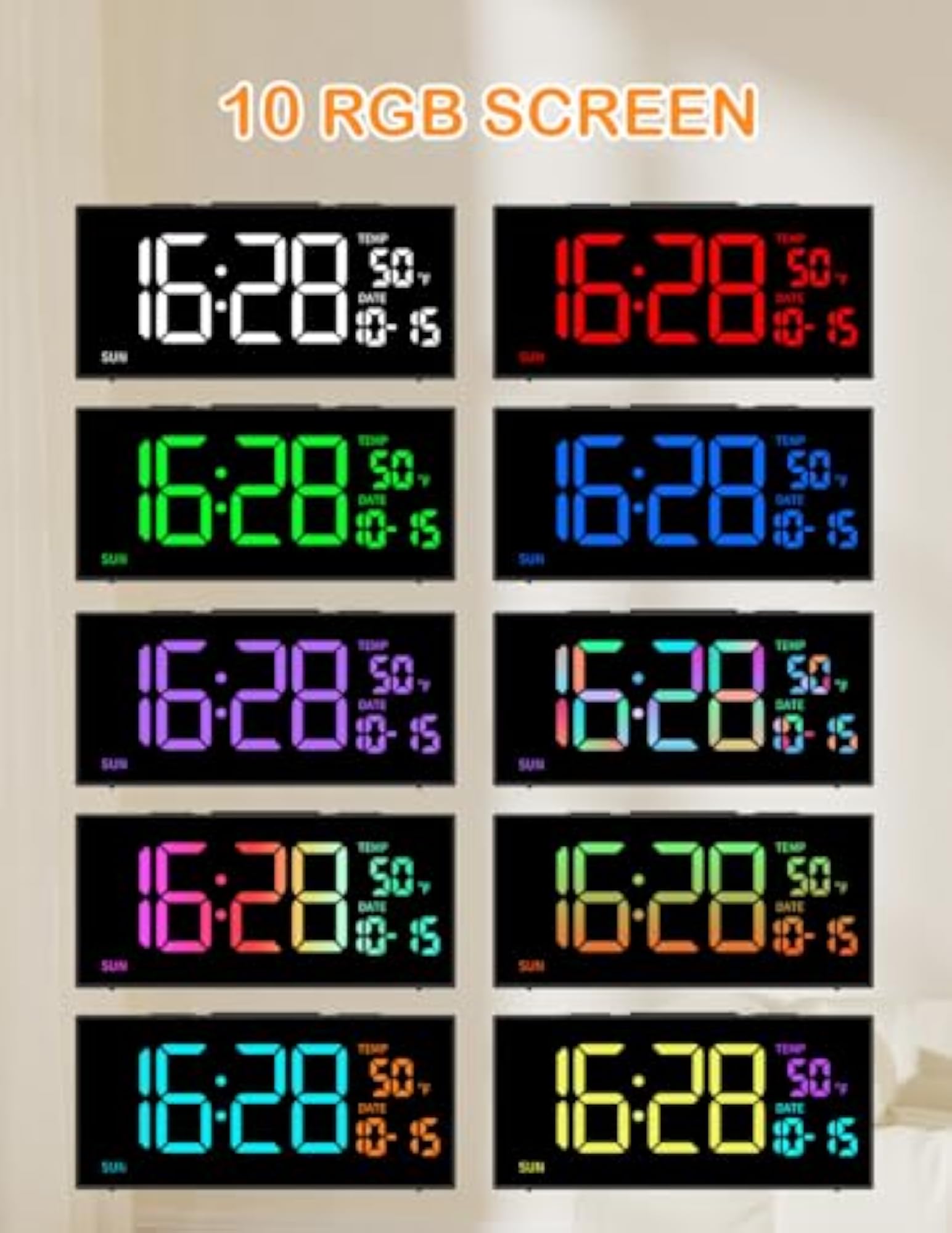 Projection Clock for Bedroom Ceiling with RGB